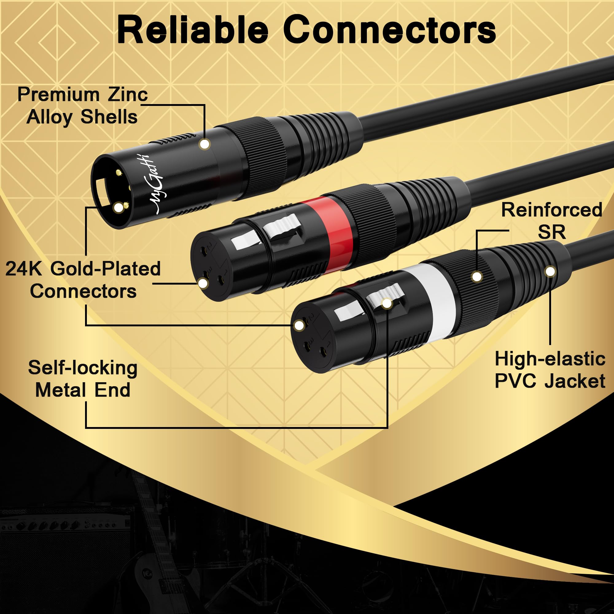 XLR Splitter Y-XLR Kabel 90 cm, vergoldeter 3-poliger XLR-Stecker auf Dual-XLR-Buchse, Patch-Y-Kabel, bidirektionales symmetrisches Mikrofon-Adapterkabel, 1 XLR auf 2 XLR-Kabel,