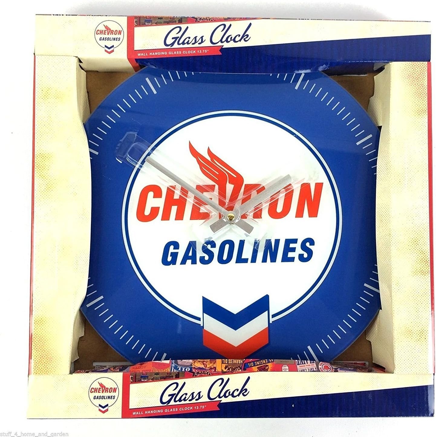 Chevron Gasolines Glass Wall Clock, 13.75"