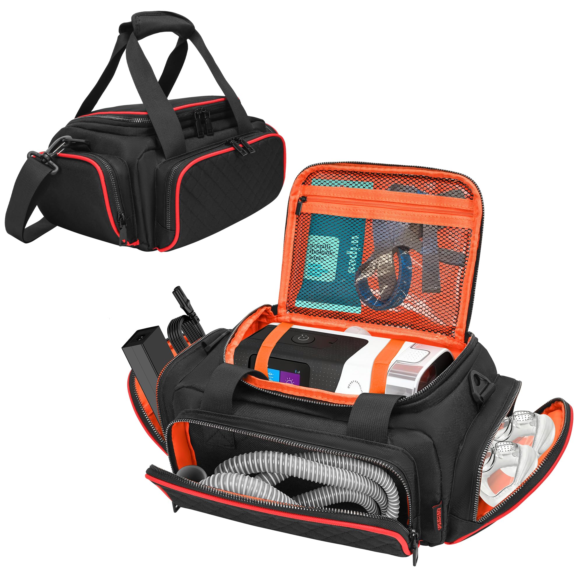 CPAP Travel Bag Compatible with ResMed AirSense 10, Portable CPAP Supplies Bag for AirSense 11, AirSense 10 Elite, AirStart 10, Philips Dreamstation, 3B Medical Luna G3, XT Fit, Black