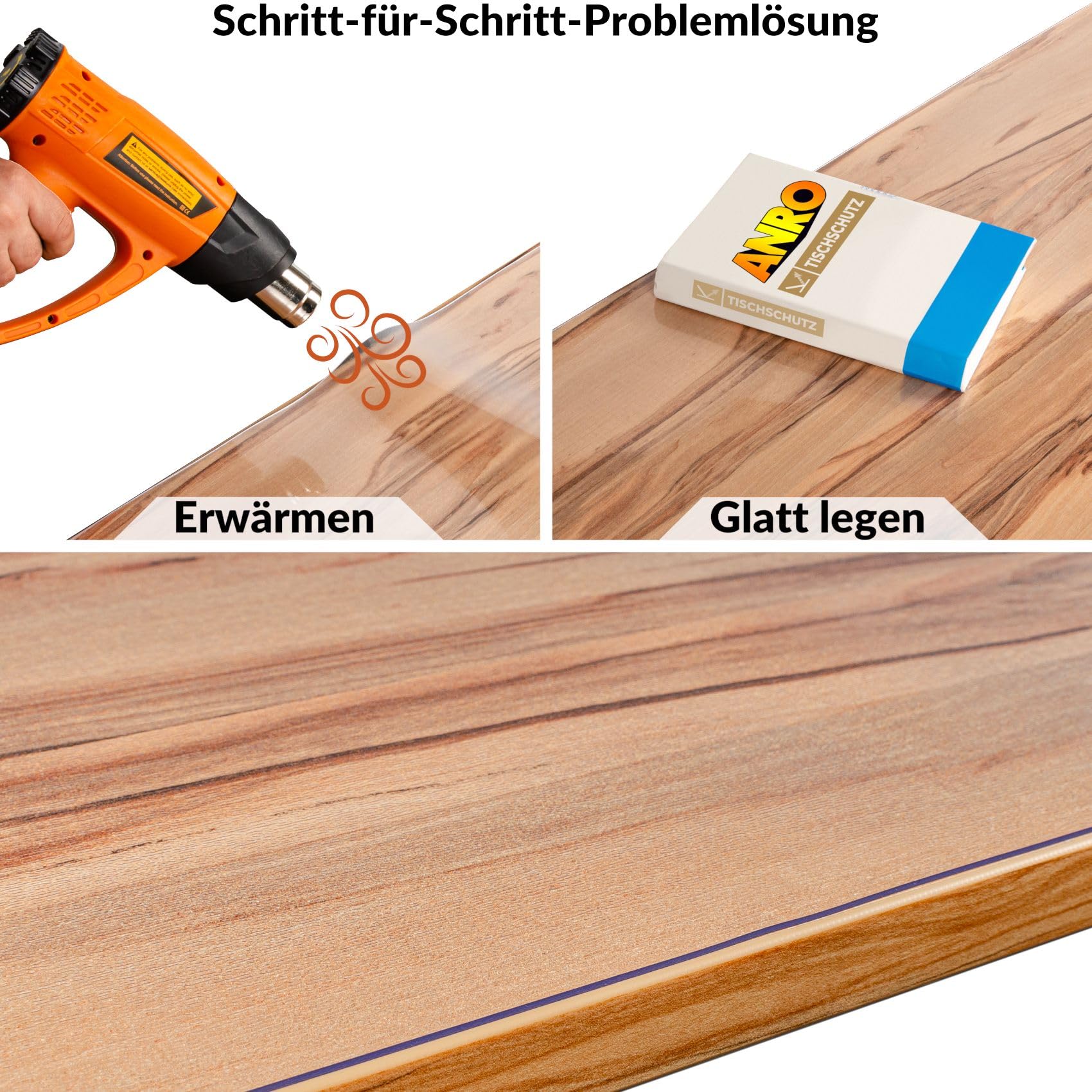 ANRO Protector de mesa con estructura para mesa brillante y cristal, 1,5 mm, 450 x 90 cm