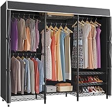 VIPEK V5C Heavy Duty Covered Clothes Rack Portable Closet Rack, Black Metal Clothing Rack with Black Upgarded Polyester Cover Cover, Adjustable Custom Freestanding Closet Wardrobe, Max Load 800LBS