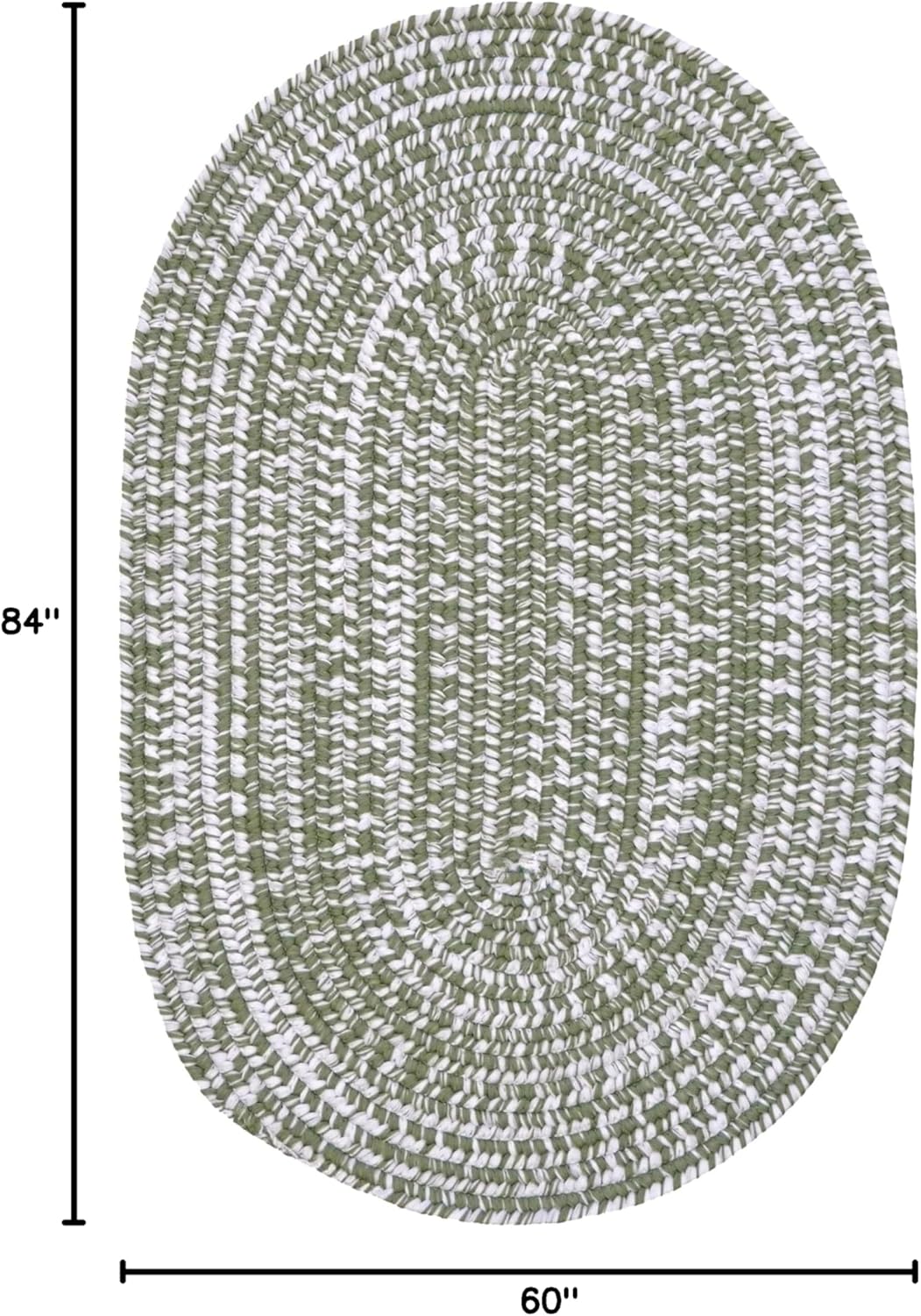 Farmdale Woven Tweed Reversible Braided 5X7 Area Rug - Moss Green, Handcrafted in USA, Woven Texture, High Traffic, Entry, Kitchen, Living Room, Bedroom, Foyer, Porch - 5 FT X 7 FT Oval