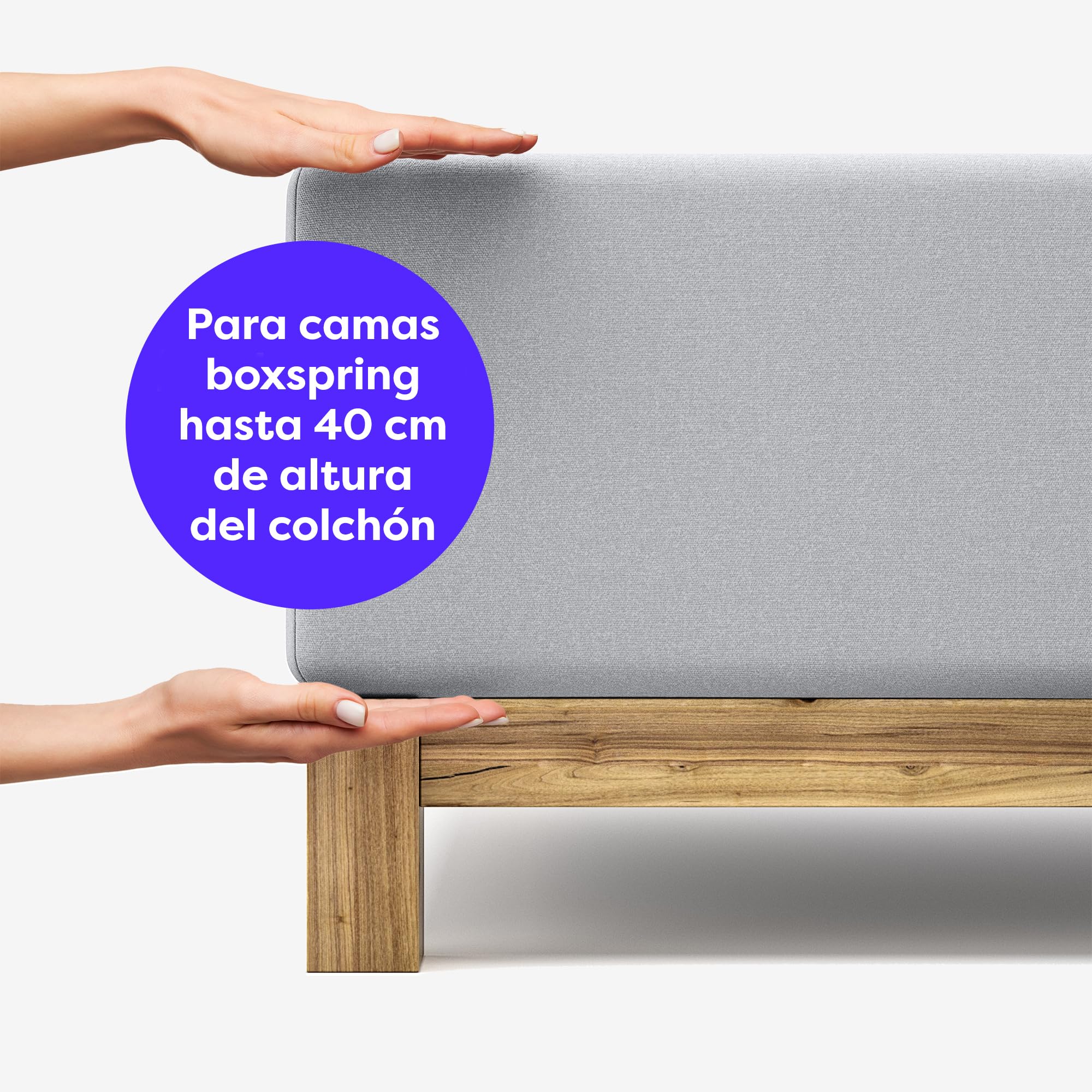 Wolkenfeld Sábana Ajustable para Cama Boxspring 200x220 hasta 220x240cm - hasta 40cm de Altura de colchón - Sábana de algodón Premium 200x220 200x240 220x240 para Camas Boxspring - Gris Claro