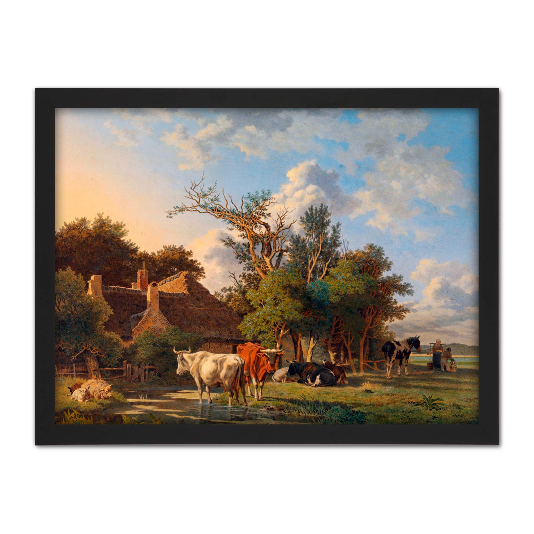 Artery8 Valois Landscape Painting Artwork Framed Wall Art Print 18X24 Inch
