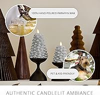 Vista 4 de Luminara - Vela LED sin llama con purpurina plateada brillante, árbol del norte, llama parpadeante en movimiento, pilar (3.3" x 4.3")