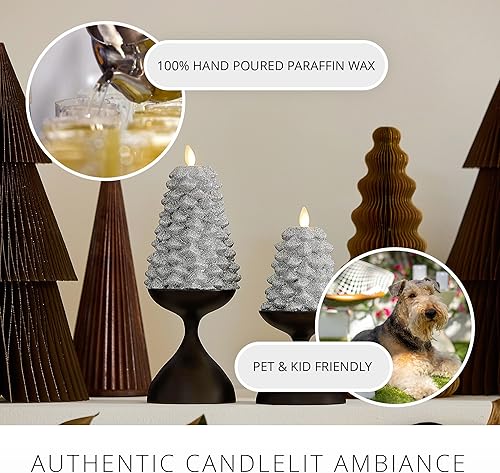 Miniatura 4 de Luminara Vela sin llama con purpurina North Tree (plata, 3.3" x 4.3")