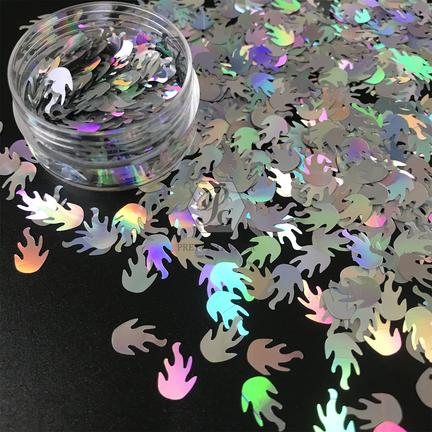 10 G Holografische Flammen-Pailletten Für Nails - Ultradünn, Laser-silber, Für Nageldesign & Basteln