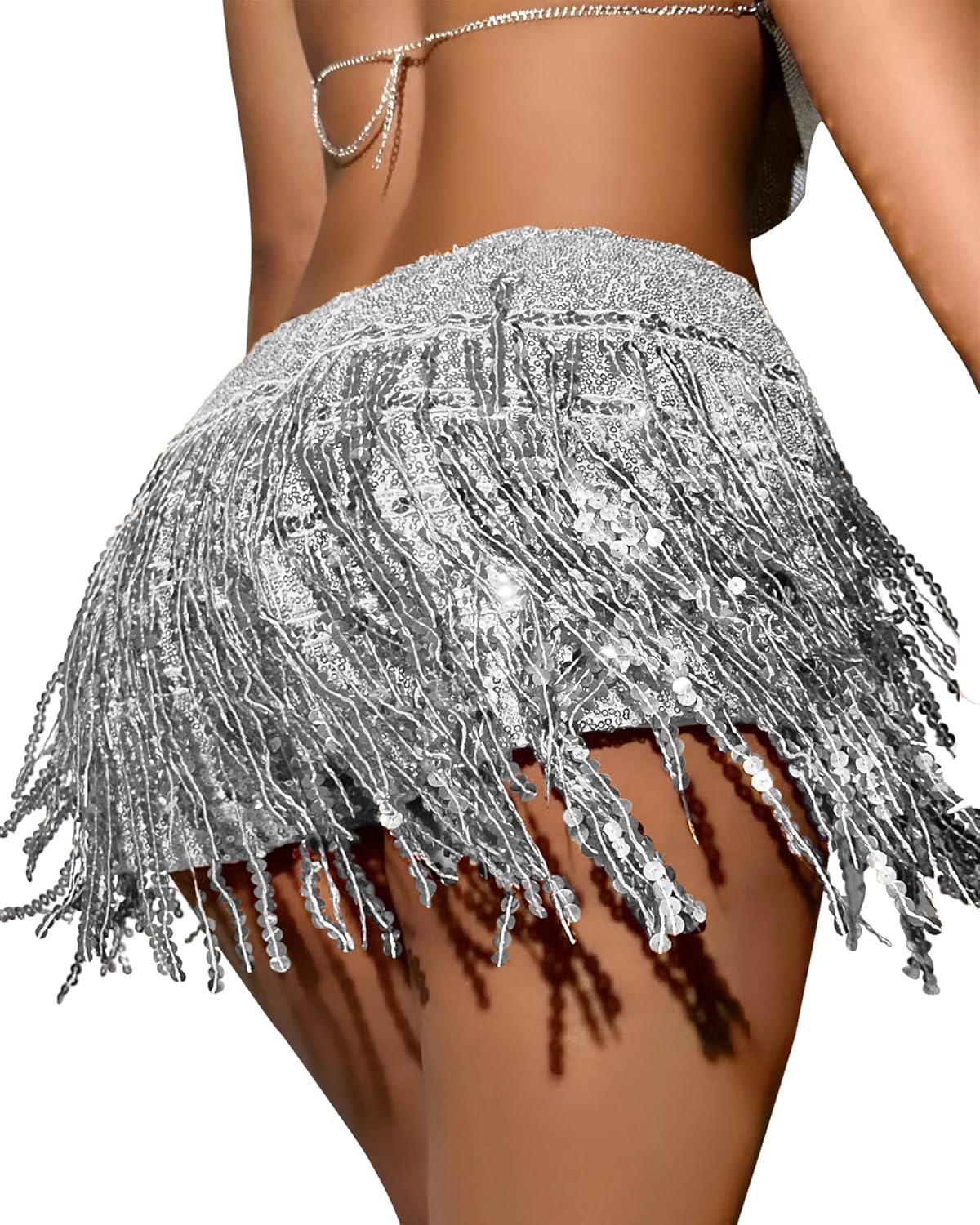 Women Tassel Skirts Shorts Sequins Hip Skirt Rave Party Halloween Cosplay Bar Belly Dance Festival Costume Nightclub Skirt