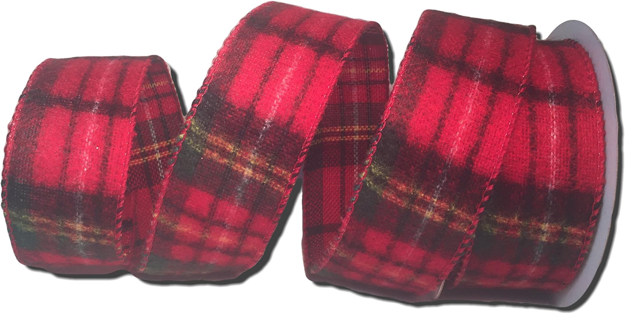 Wired Flannel Plaid Christmas Ribbon