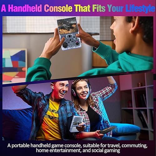 Vista 7 de Consola de juegos portátil retro, consola de juegos retro DC35V con pantalla IPS de 3.5 pulgadas, sistema Linux de código abierto integrado Azul