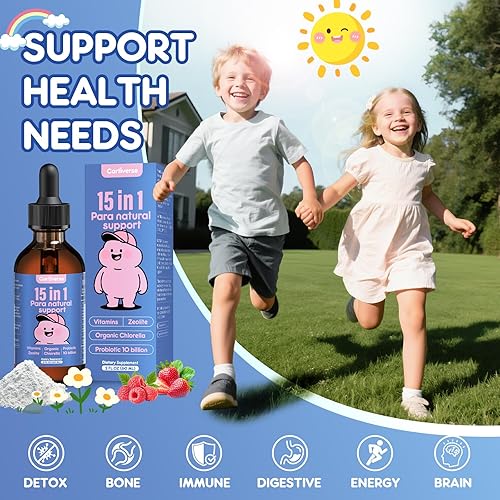 Miniatura 5 de Limpieza de Parásitos para Humanos y Niños, Limpieza de Parásitos para Niños, Gotas Líquidas de Desintoxicación de Zeolita, Fórmula de Limpieza y