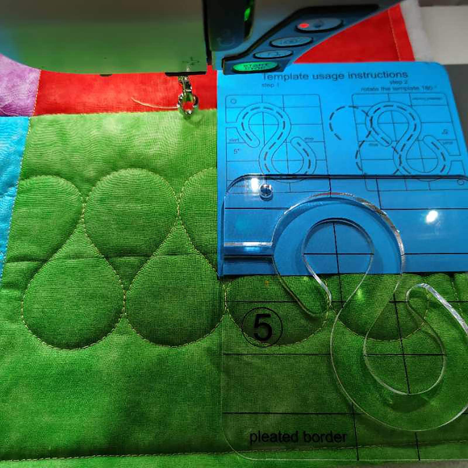 Pleated Border Template for Quilting Fits Inside FMQ Grip 5