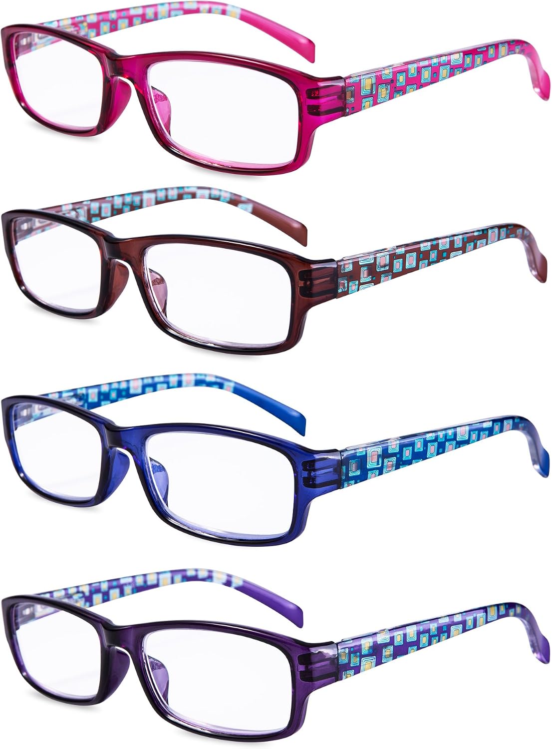 EYEGUARD Reading Glasses 4 Pair Quality Spring Hinge Stylish Readers Fashion Women Glasses for Readers