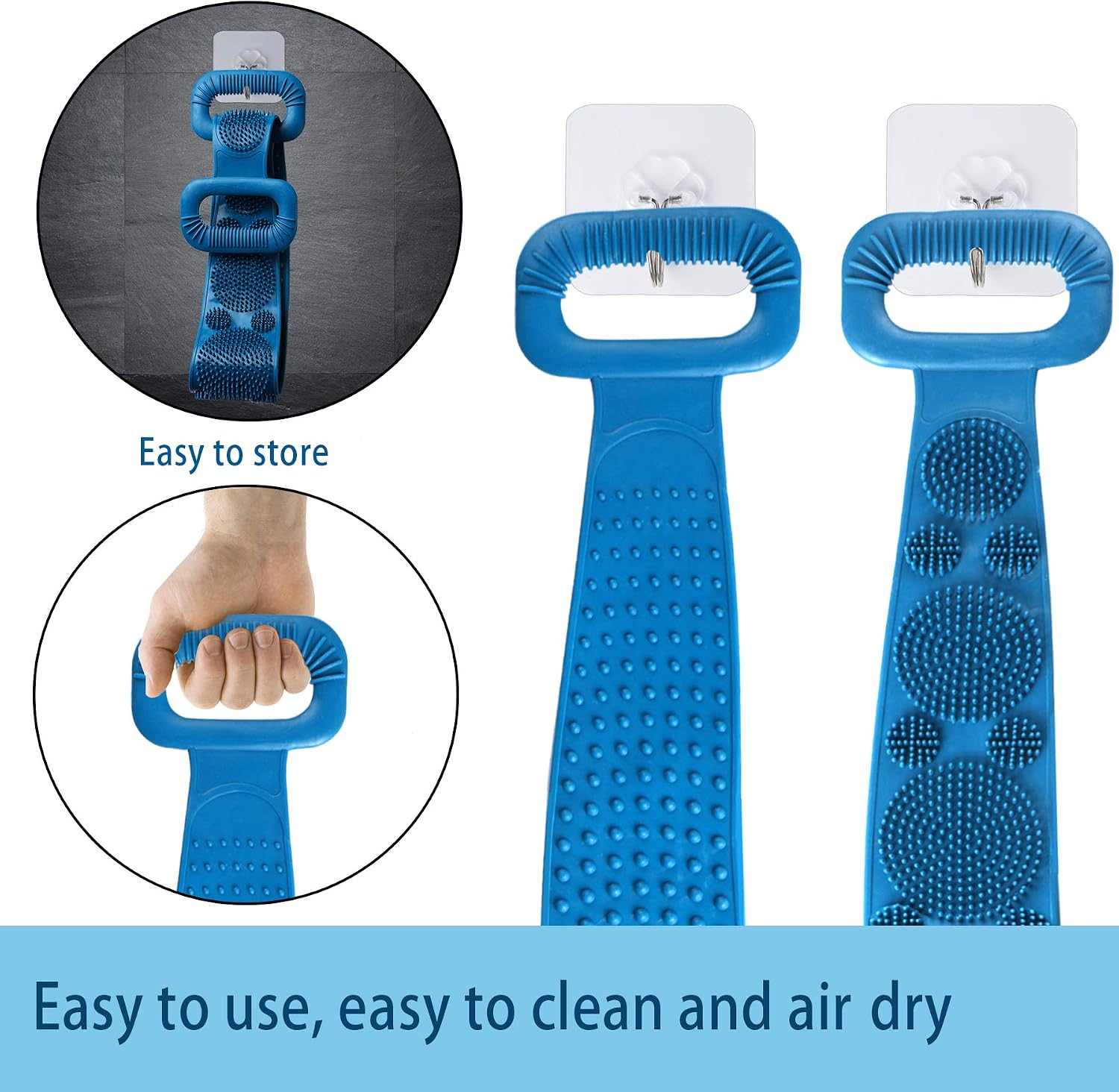2 Pcs Silicone Back Scrubber for Shower,Silicone Body Scrubber,Exfoliating & Deep Clean,Silicone Bath Body Brush for Men and Women,Comfortable Massage and Skin Health,with 2Pcs Hooks