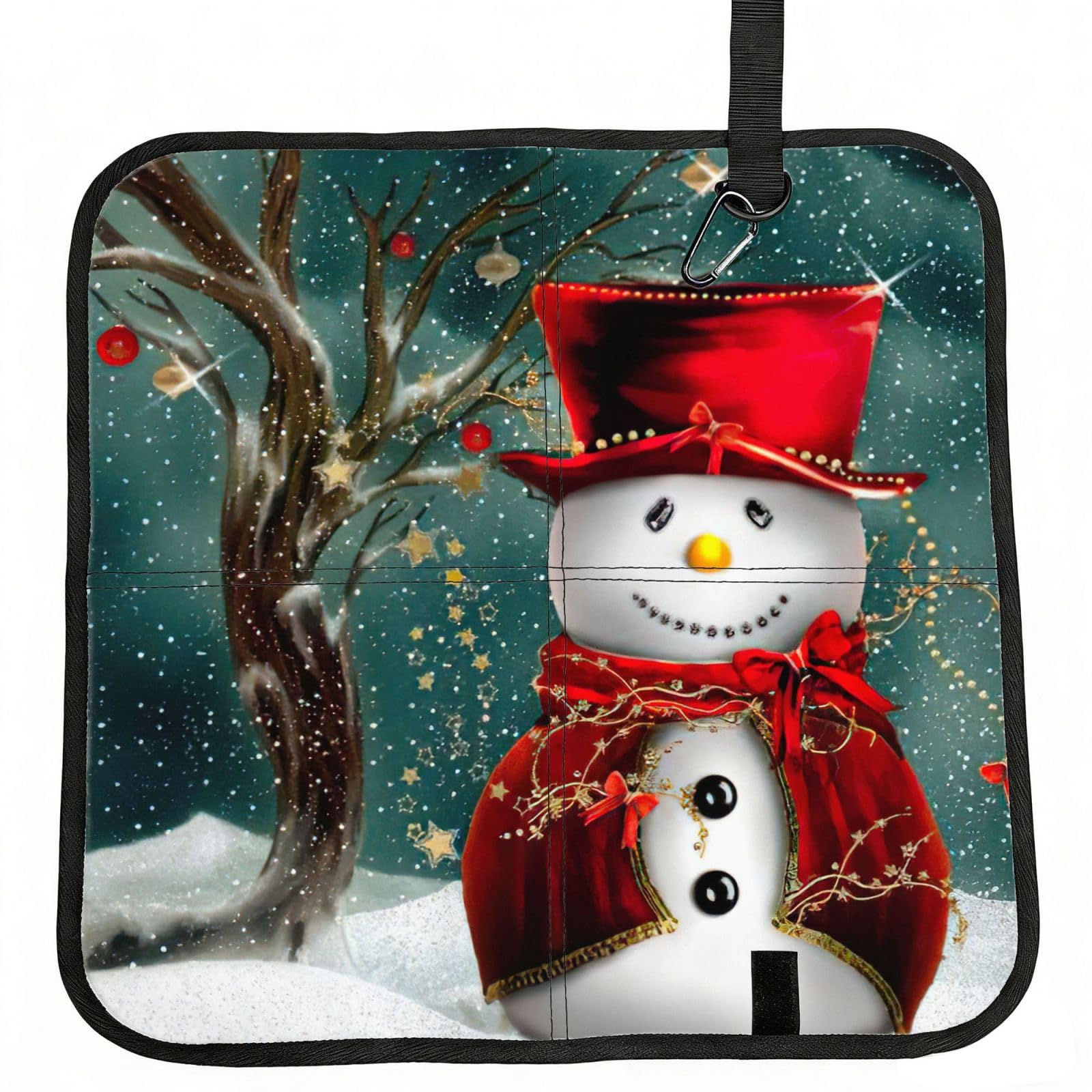 bghdfa Snowman Print Outdoor Sitting Mat Waterproof Oxford Cloth Seat Cushion Folding Foam Camping Seat For Picnic