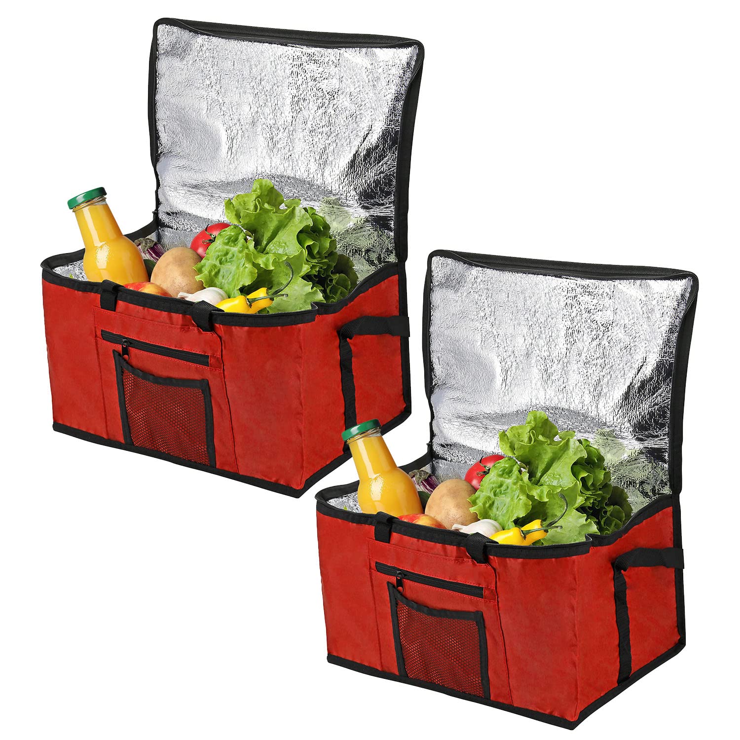 Taylor & Brown Soft Cool Bag, Cooler Bag Box, 26L Thermal Food Delivery, Large Insulated Picnic Lunch Bag, Grocery Shopping Bags for Camping BBQ Shopping Fishing Outdoor Activities (Red, 2)