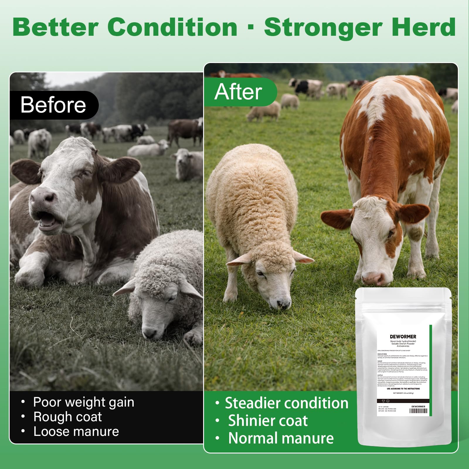 BiKontrun Soluble Drench Powder, Dewormer for Cattle and Sheep, 3.5 oz (100 g) — view 4