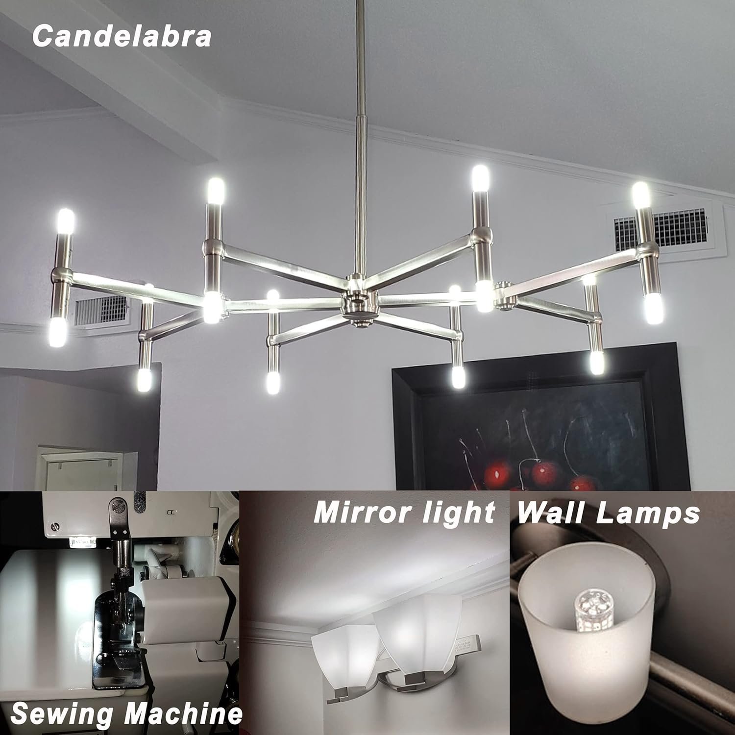Ziomitus Dimmable E12 C7 5000k Daylight White Candelabra Led Light Bulbs 4W, E12 Kx-2000 25W-40W Halogen Equivalent, T6 Small Base 120V E12 Led Bulbs for Ceiling Fan Light Salt Lamp,450 lm(5Pack)
