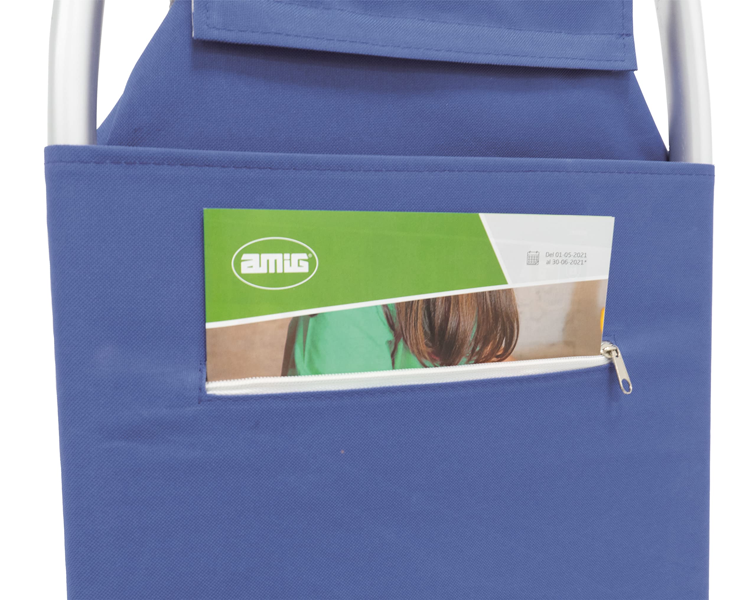 Amig - Chariot de Courses à 2 Roues - Sac Ajustable - Aluminium léger - Charge maximale : 15 kg - Capacité : 50 L - Dimensions : 95 x 45,5 x 12 cm - Couleur : Vert