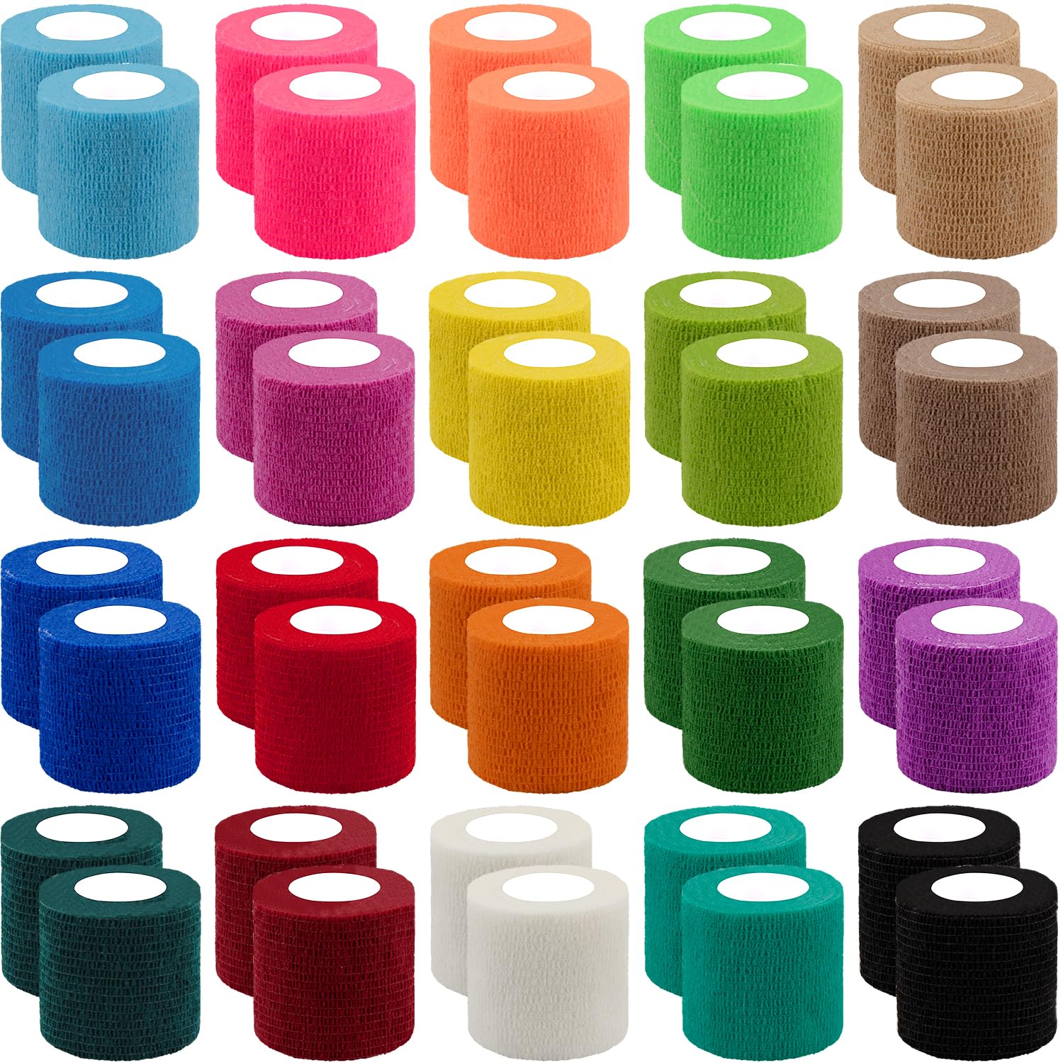 BQTQ 40 Rollo Venda Cohesiva Banda Venda Cinta Bendaje Adhesiva Venda Autoadhesiva Elástica Venda Deportiva Tape para Dedos Muñeca Protección Deportiva (20 Colores, 5 cm x 4,5 m)