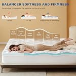 Bedlore 4 Toper de matelas complet de pouce, support moyen double couche, blanc 2 Mousse de mémoire en gel de pouce + 2 Pillow de pouce Top Matelas Pad Cover pour la douleur au dos, respirant & Relief de pression