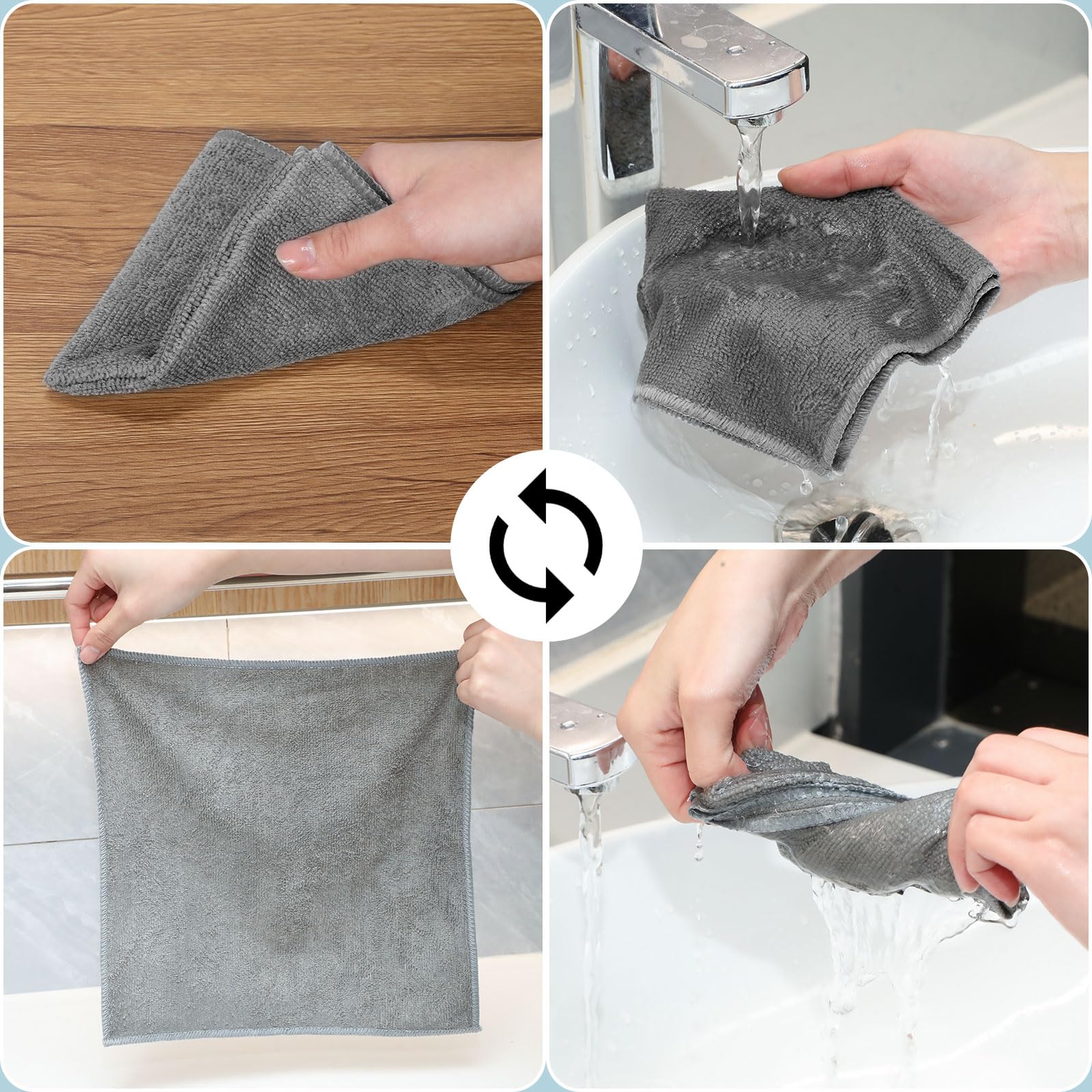 Macarrie 200 paños de limpieza de microfibra, toallas de microfibra absorbentes a granel, reutilizables, sin pelusas, sin rayas, para casa, cocina, oficina, restaurantes, bar, tienda, coche, 12 x 12