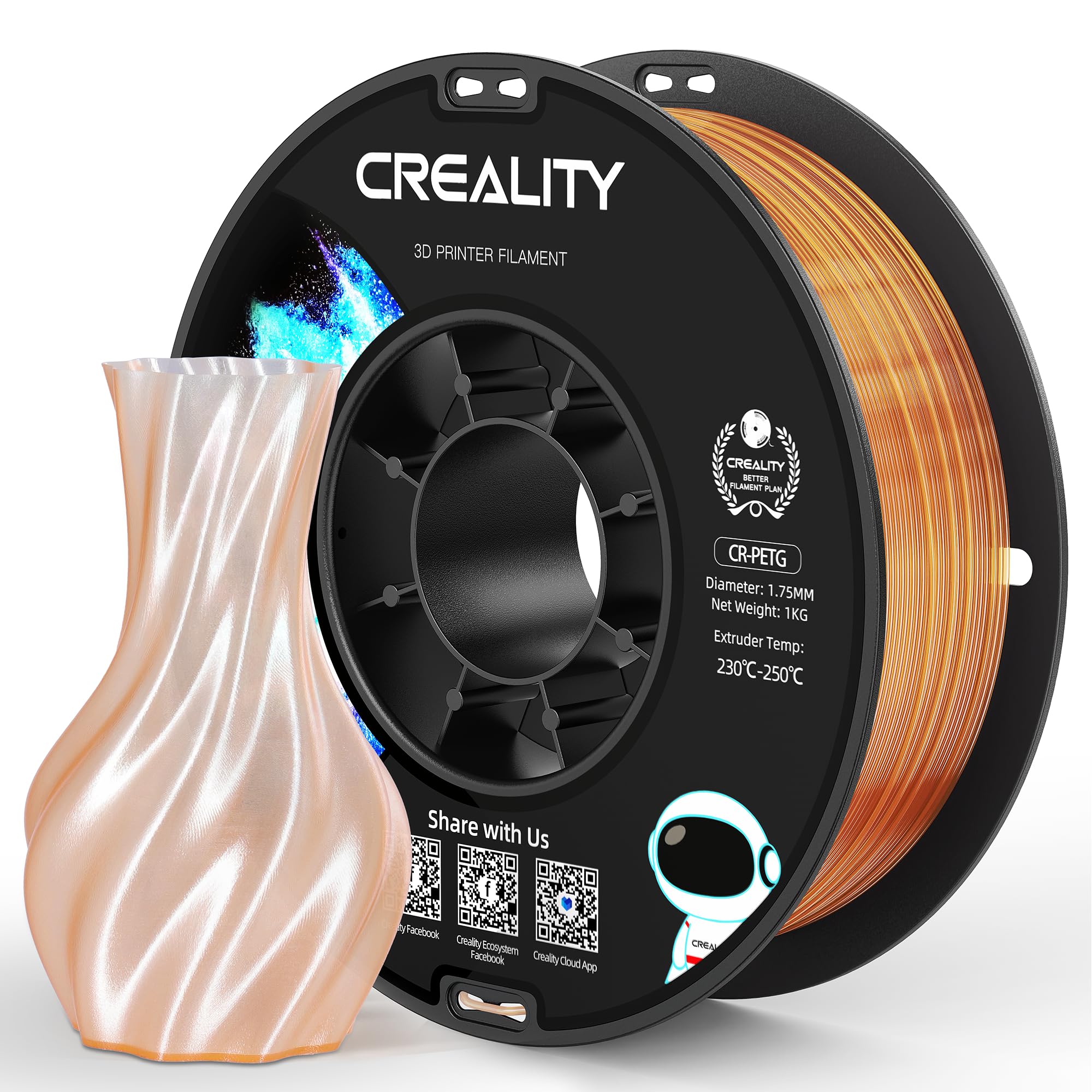 Official CREALITY PETG 3D Printer Filament 1.75mm 1KG Clearlightbrown