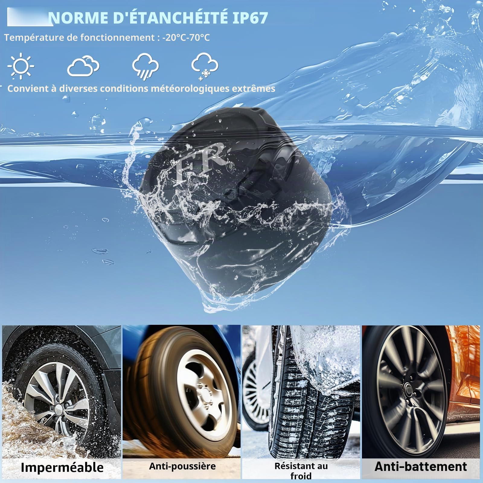 Système de Surveillance de la Pression des pneus Tpms amélioré | avec pente, altitude, fonction de détection de vitesse, outil de surveillance de la pression 9.9BAR/199Psi