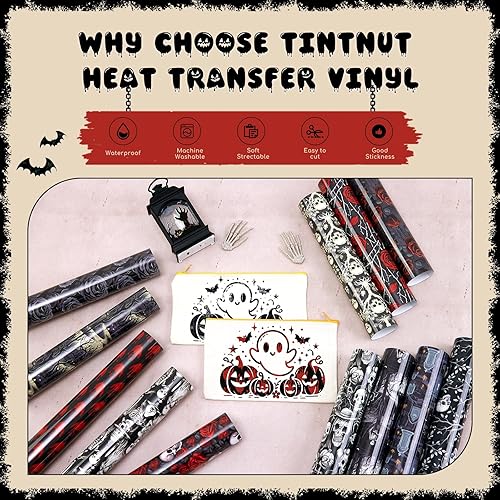 Miniatura 3 de Tintnut Halloween HTV - 10 hojas de vinilo de transferencia de calor de 12 x 10 pulgadas, vinilo rosa para planchar en camisetas, compatible con