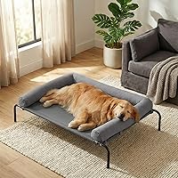 RRPETHOME Large Elevated Cooling Dog Bed for Large Dogs - Chew-Proof Portable Outdoor Cot with Breathable Mesh & Skid-Resistant Feet