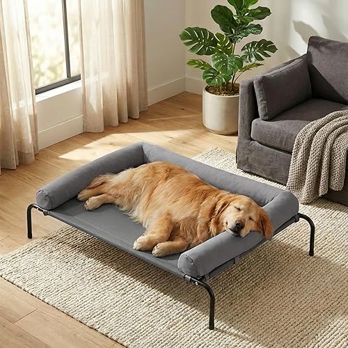 Miniatura 13 de RRPETHOME Cama Grande Elevada y Refrescante para Perros, Camas Elevadas para Perros Grandes, Cama Elevada para Mascotas al Aire Libre, Cama de