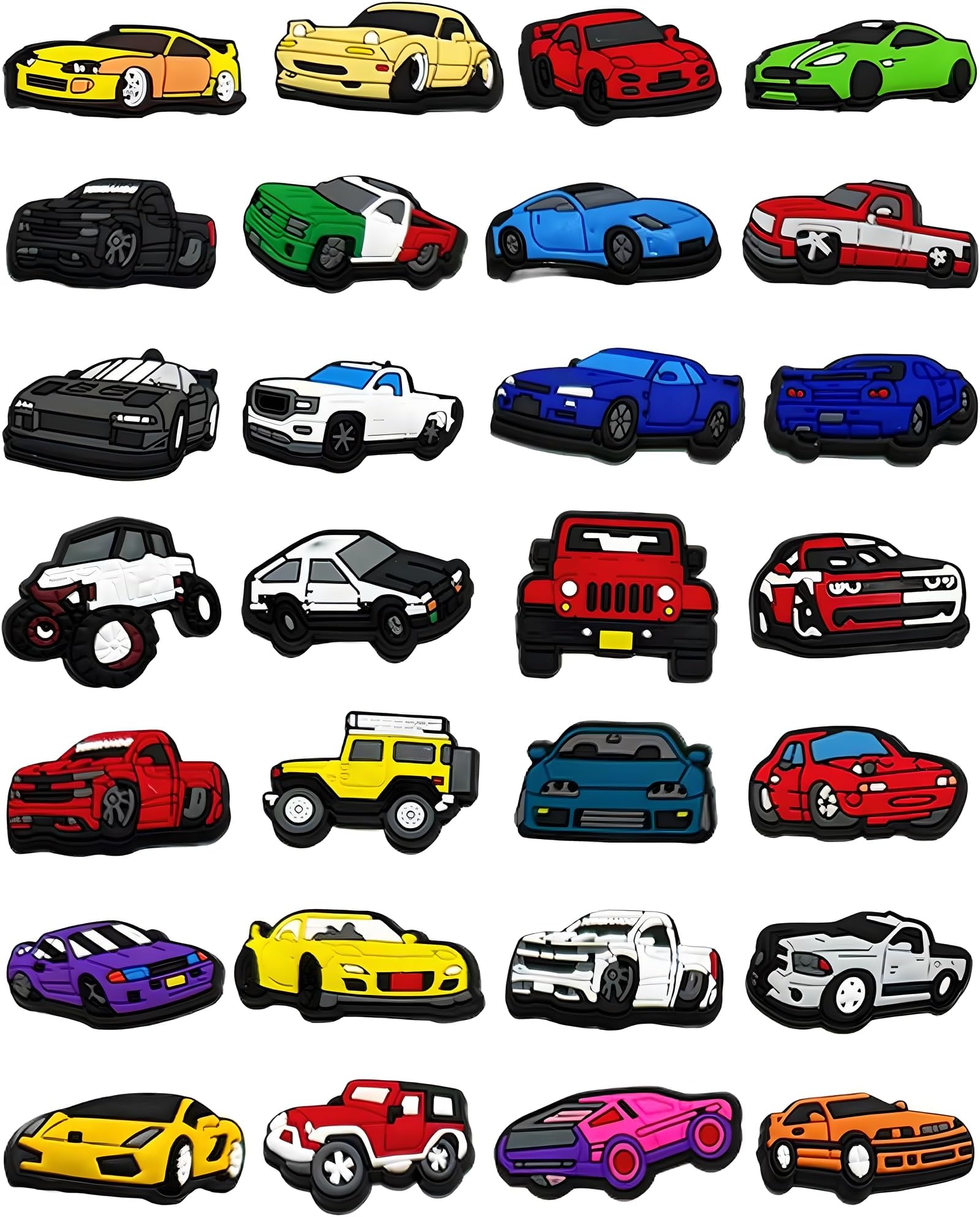 PVC Sports Cars Shoe Charms - Bulk Pack of Cute Random Charms