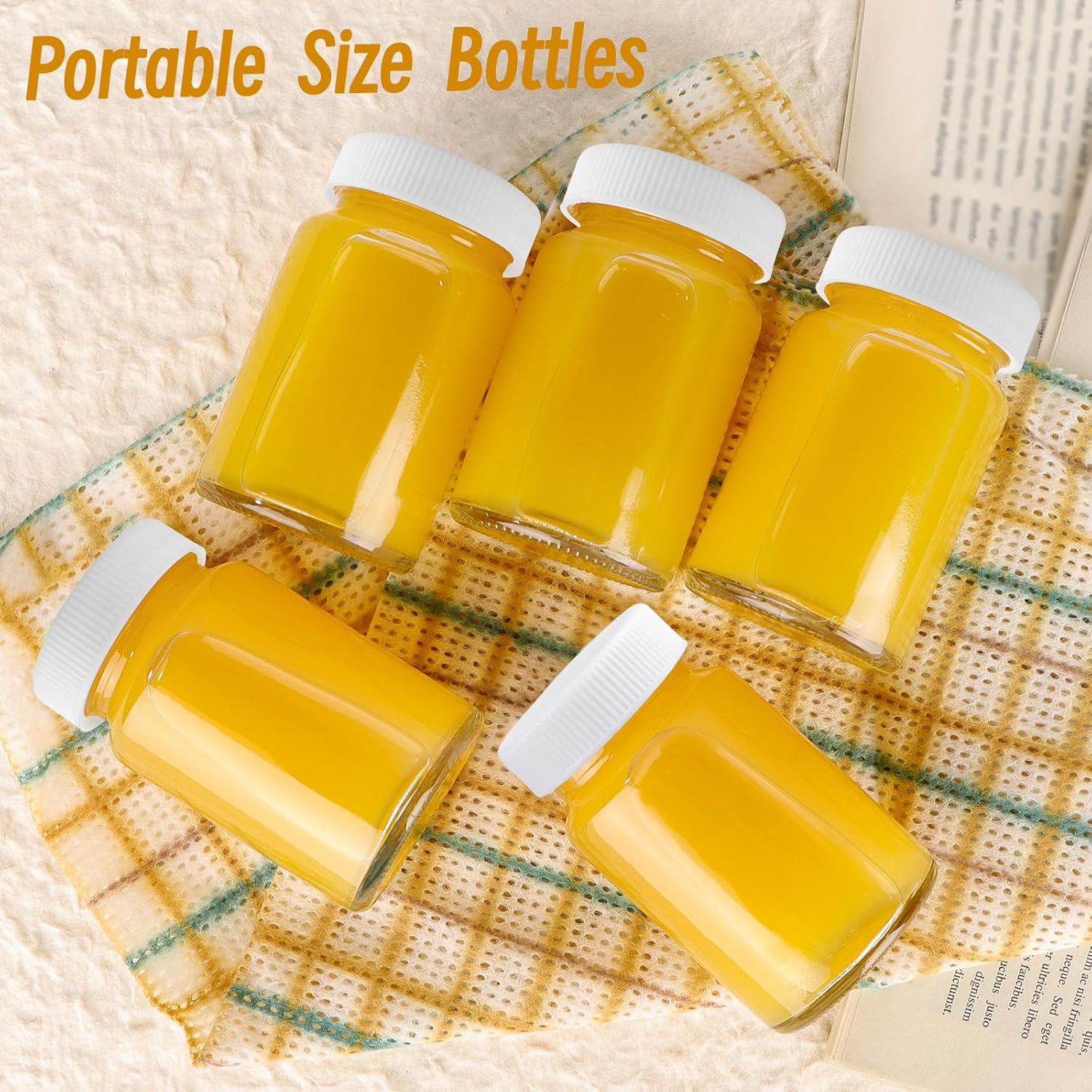 30 Pack 2 OZ Glass Shot Bottles with Caps, 60 ML Empty Wellness Juice Shot Bottles, Reusable Clear Glass Jars with Lids for Juice, Shots and Homemade Beverages - Image 4