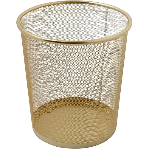 Martha Stewart Ryder Gold Mesh Metal Trash Can, 4.5 Gallon, Wastebasket for Office