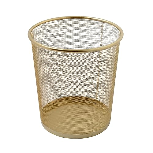 Martha Stewart Ryder - Cubo de basura de metal de malla dorada, 4.5 galones, papelera para oficina