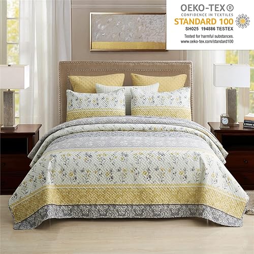 Miniatura 9 de JML Juego de colcha de microfibra cepillada, 3 piezas, suave y transpirable, ropa de cama ligera, estampada.