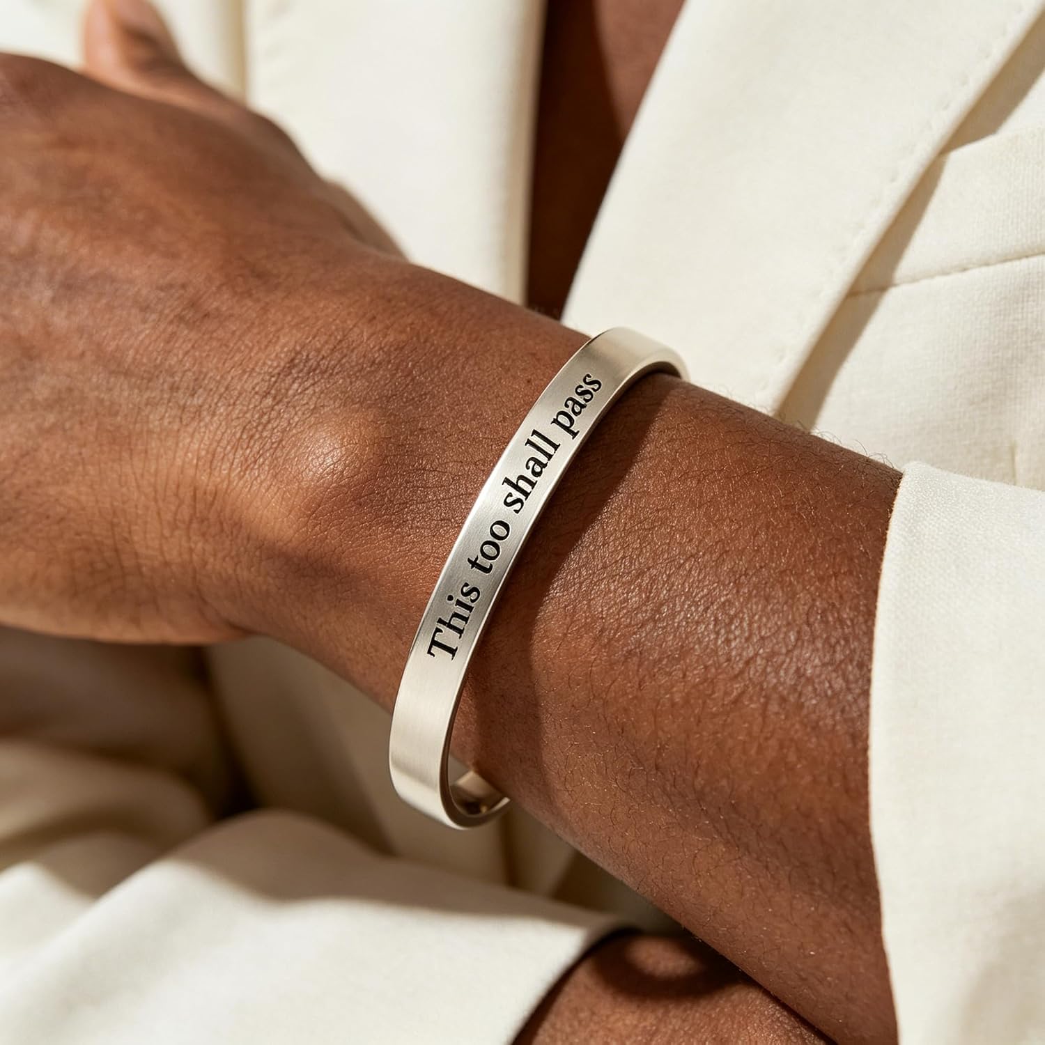 This Too Shall Pass Mantra Bangle Bracelet, BUT FUCKING HELL Engarved Hidden Message Women Man Inspirational Minimalist Cuff Bracelets Encouragement Jewelry Gift