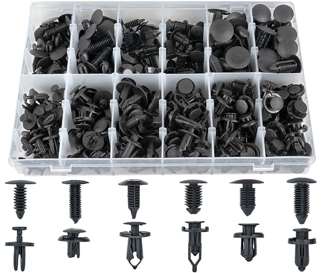 Sunplustrade 240 Pcs Bumper Clips Car Clips Plastic Rivets Fasteners Push Retainer Kit Most Popular Sizes Auto Push