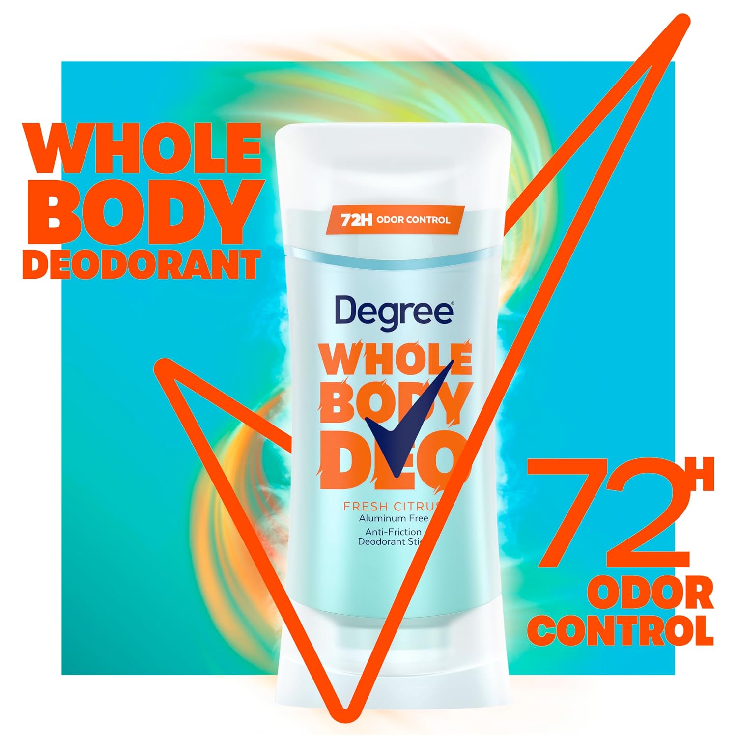 Degree Women Whole Body Deodorant Stick, Fresh Citrus Scent, Glides on Clear + Absorbs Sweat, Aluminum Free 72H Odor Protection 2.6 oz