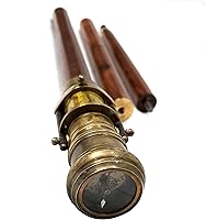 Vista 6 de Bastón telescópico de alta magnificación marina antiguo bastón náutico hecho a mano de madera maciza telescopio brújula