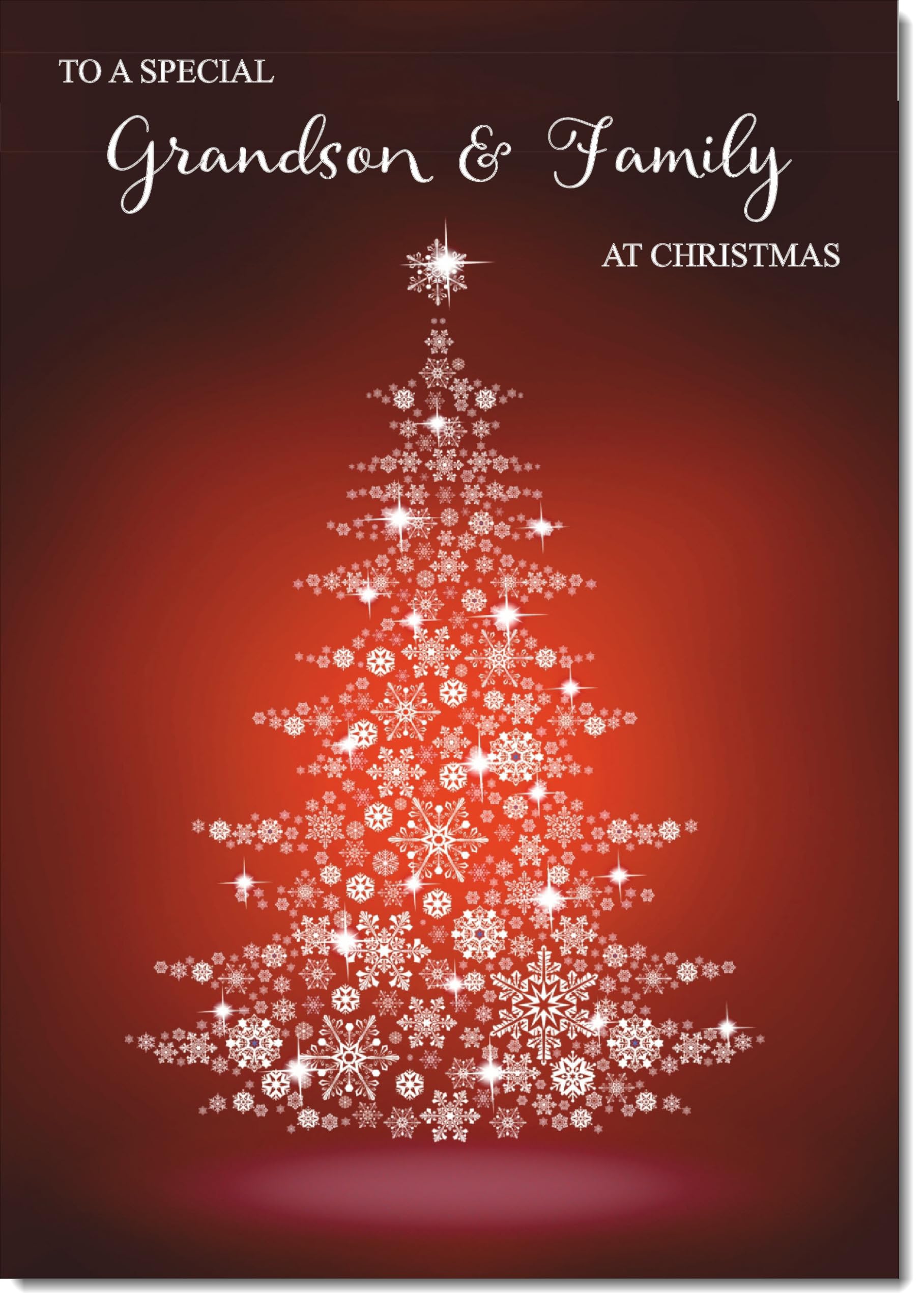 doodlecards Grandson and Family Christmas Card Snowflake Christmas Tree Large A4 Size Christmas Card for Grandson & Family with Plain Envelope — image 1