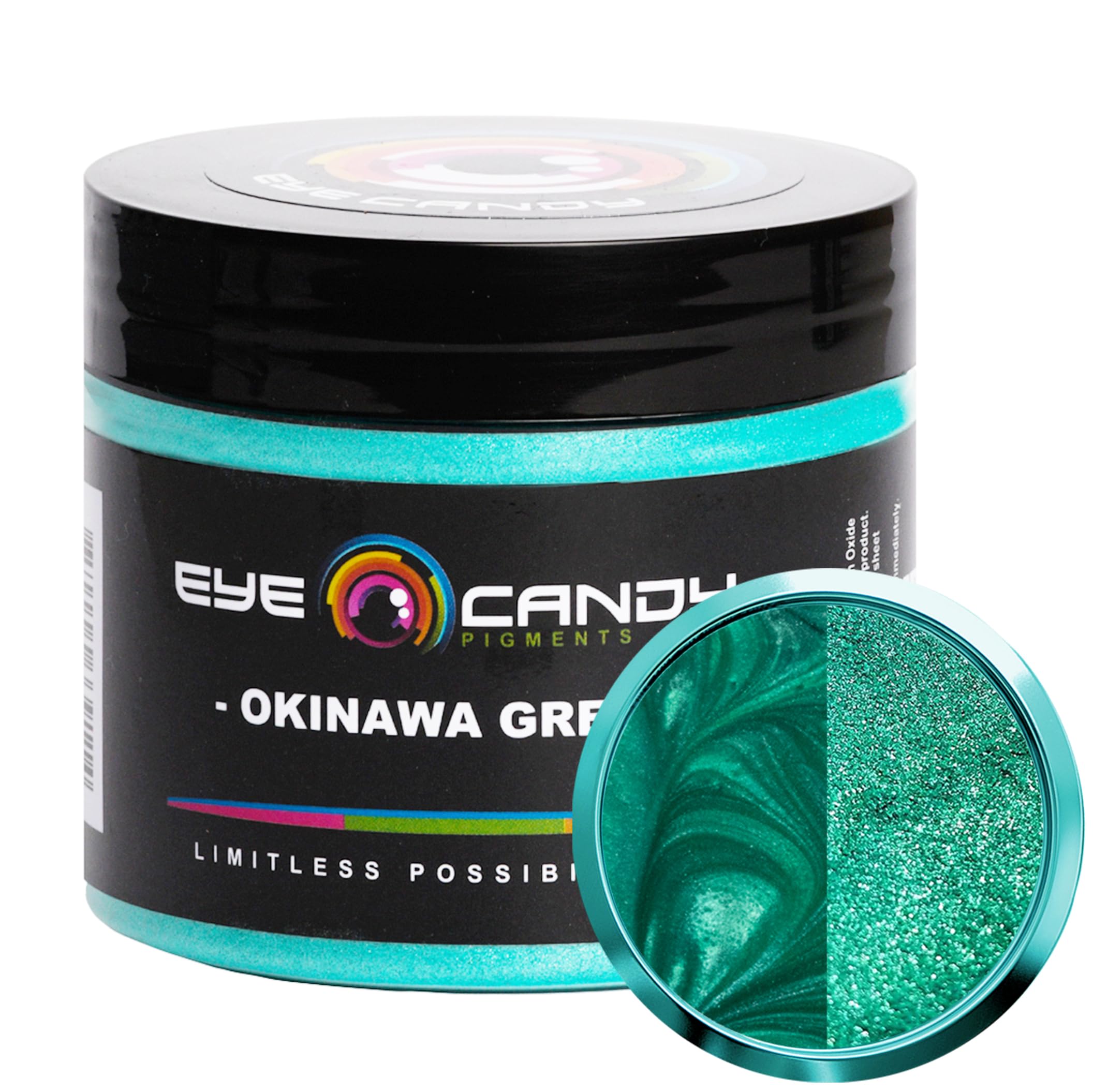 Eye Candy Pigments Premium Green Mica Powder - Okinawa Green (50gr) - for Epoxy, Resin, Soap, Paint, Woodworking, Acrylic Pouring, Bath Bombs, Fishing