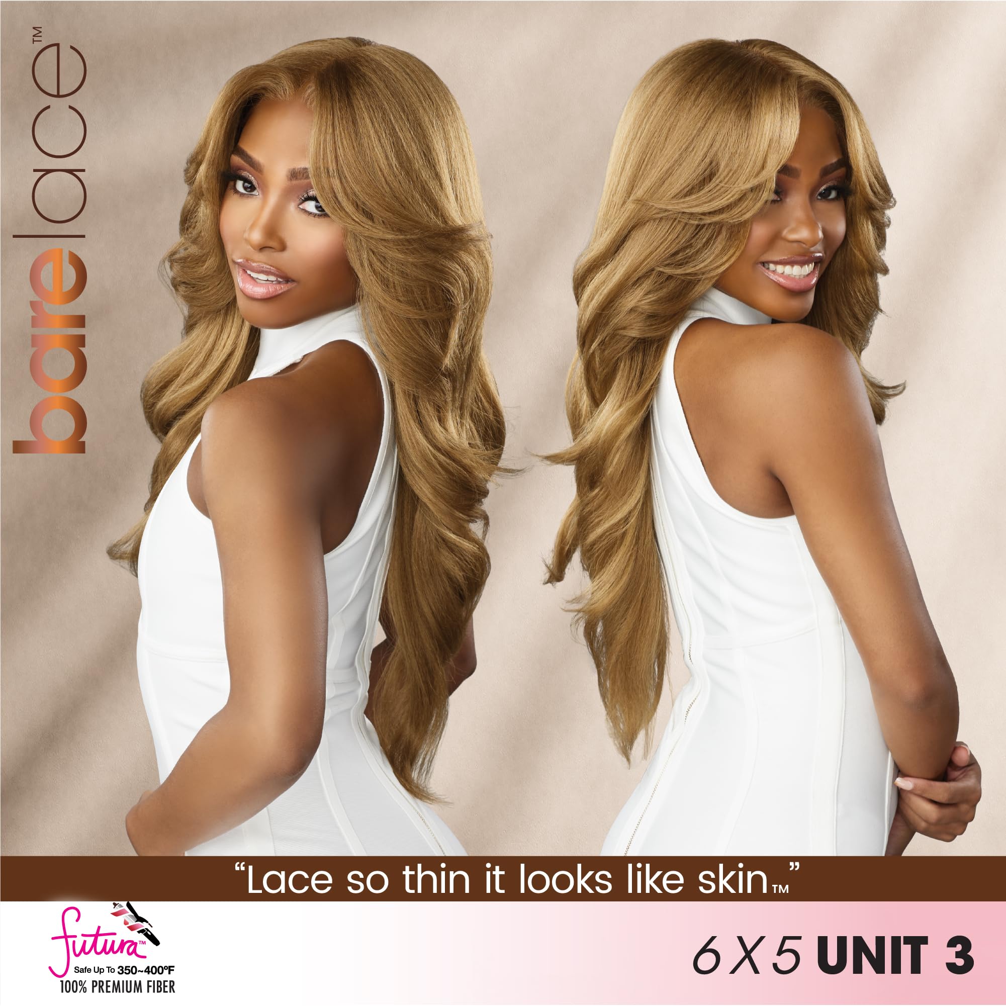 Sensationnel Bare Lace 15.2 x 15.2 cm, unidad 3, 1B negro apagado | Encaje frontal, sintético, sin pegamento, 180 grados, línea capilar prearrancada