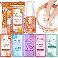 Vista 14 de Kit de Pedicura para Remojo de Pies: Sal de Burbujas, Exfoliante de Azúcar, Mascarilla de Masaje, Loción de Masaje en una Caja, Kit de Spa de 4
