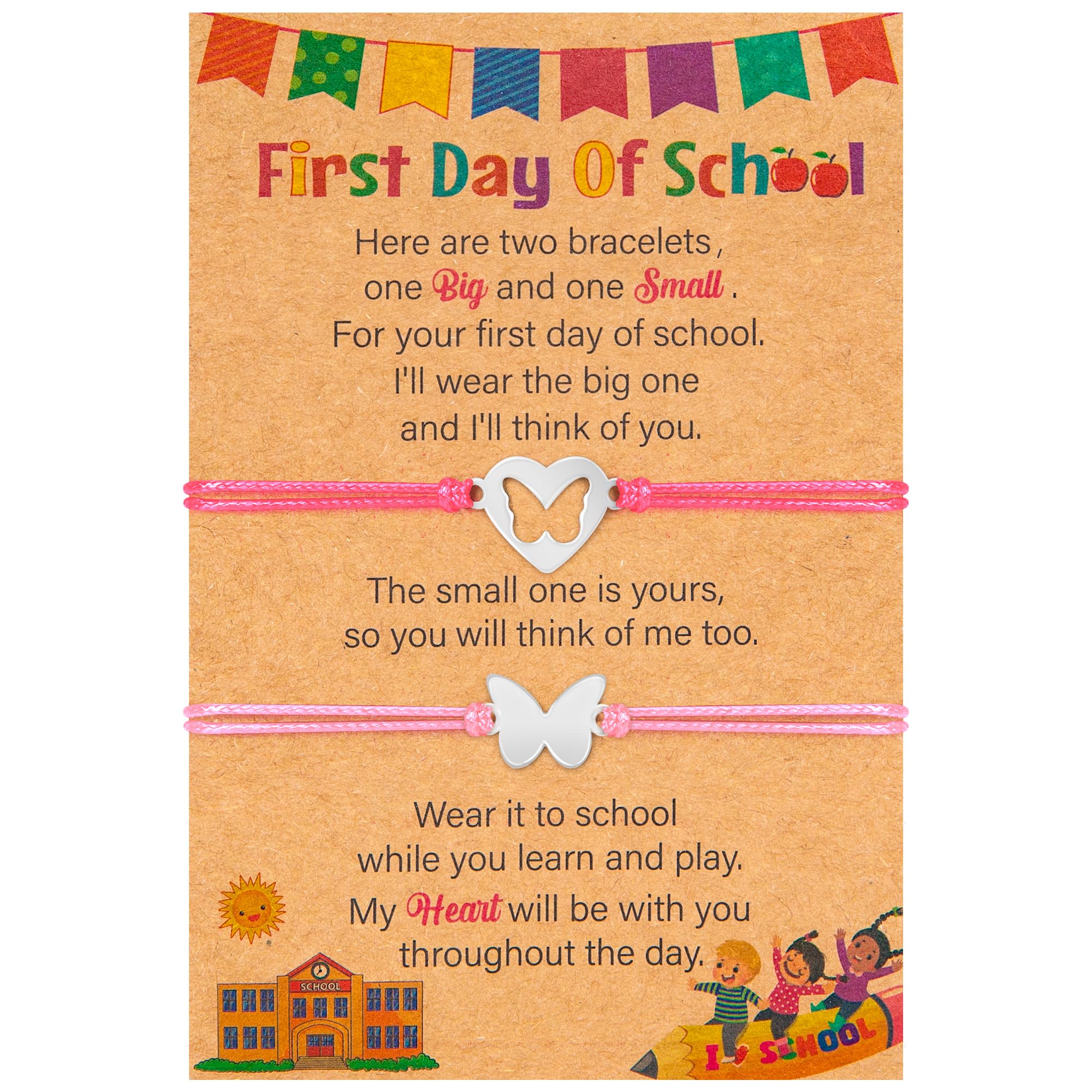 EOBOH First Day of School Bracelet Mommy and Me, Prek Matching Wish Bracelets Set, Adjustable Bracelet for Boys Girls Gifts Stuff Bulk