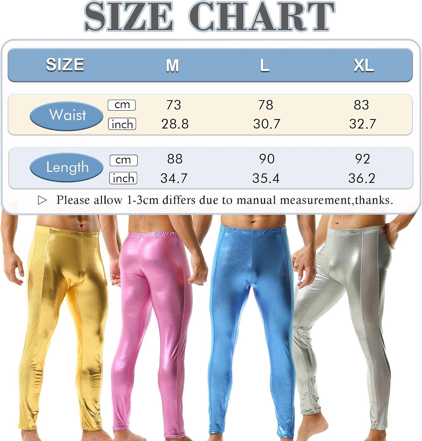 YUFEIDA Men's Metallic Shiny Pants Wetlook Hot Slim Fit Activewear Leggings