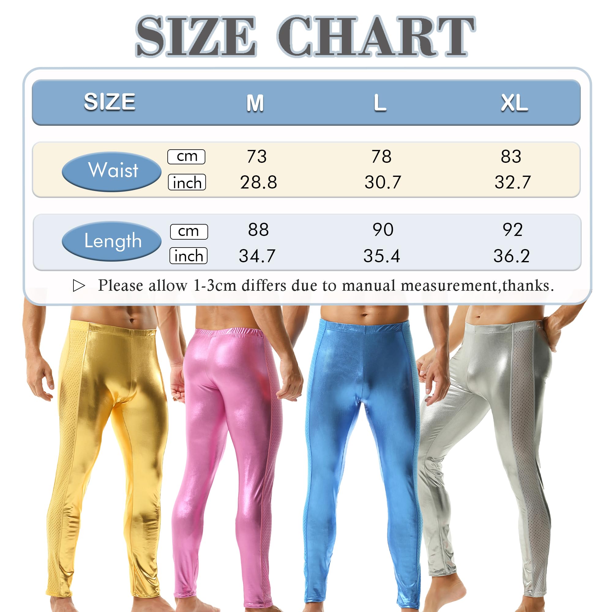 YUFEIDA Herren Lange Unterhosen Metallisch glänzende Hose Strumpfhose Leggings Sportleggings für Herren