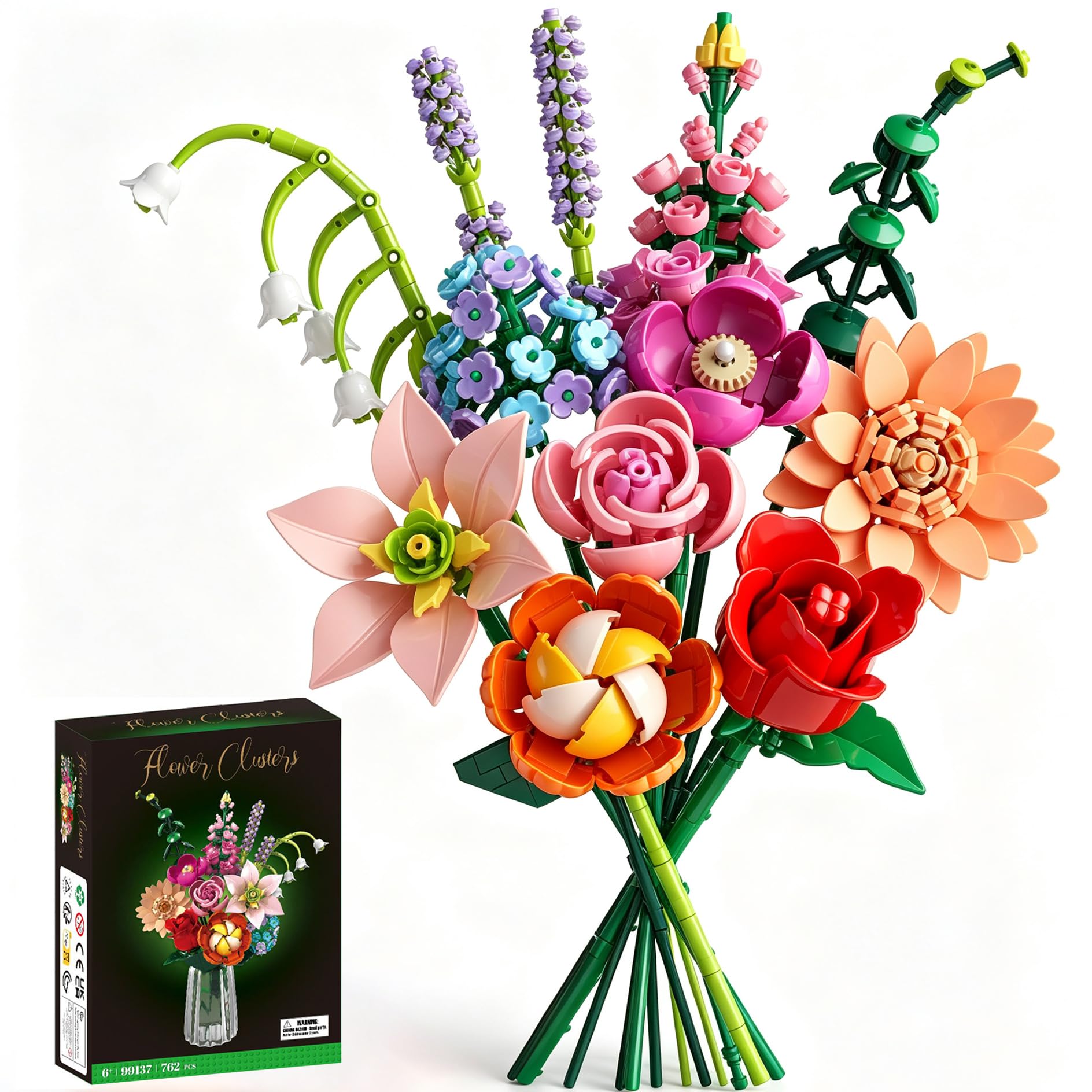 Bouquet de Fleurs Éternelles à Assembler – 12 Fleurs, Cadeau Original Femme, Idée Déco Maison, Anniversaire, Saint-Valentin, Fête des Mères, 1064 Briques de Construction (sans Vase) - Décoration Bouquet de Fleurs Éternelles à Assembler – 12 Fleurs, Cadeau Original Femme, Idée Déco Maison, Anniversaire, Saint-Valentin, Fête des Mères, 1064 Briques de Construction (sans Vase) - Décoration