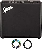 Vista 1 de Fender Mustang LT25 - Amplificador combinado de guitarra con cable y paquete exclusivo de púas de 12 piezas de Austin Bazaar