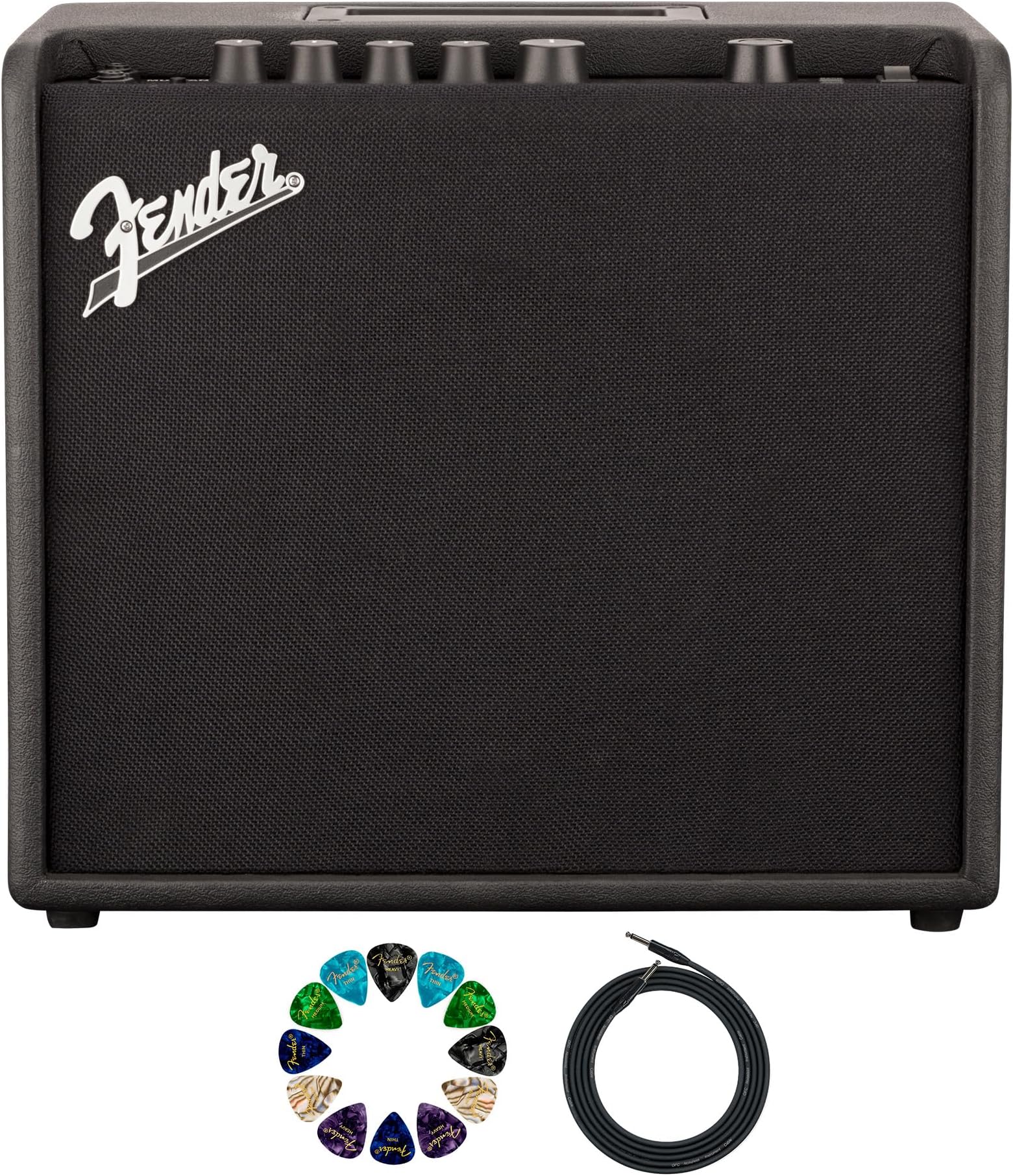 Mustang LT25 Guitar Combo Amplifier Bundle with Cable and Austin Bazaar Exclusive 12-Pack Picks